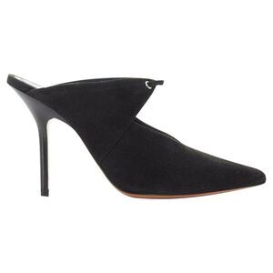 Pre Loved celine Suede High Heel Mules Women black | black Mules & Clogs